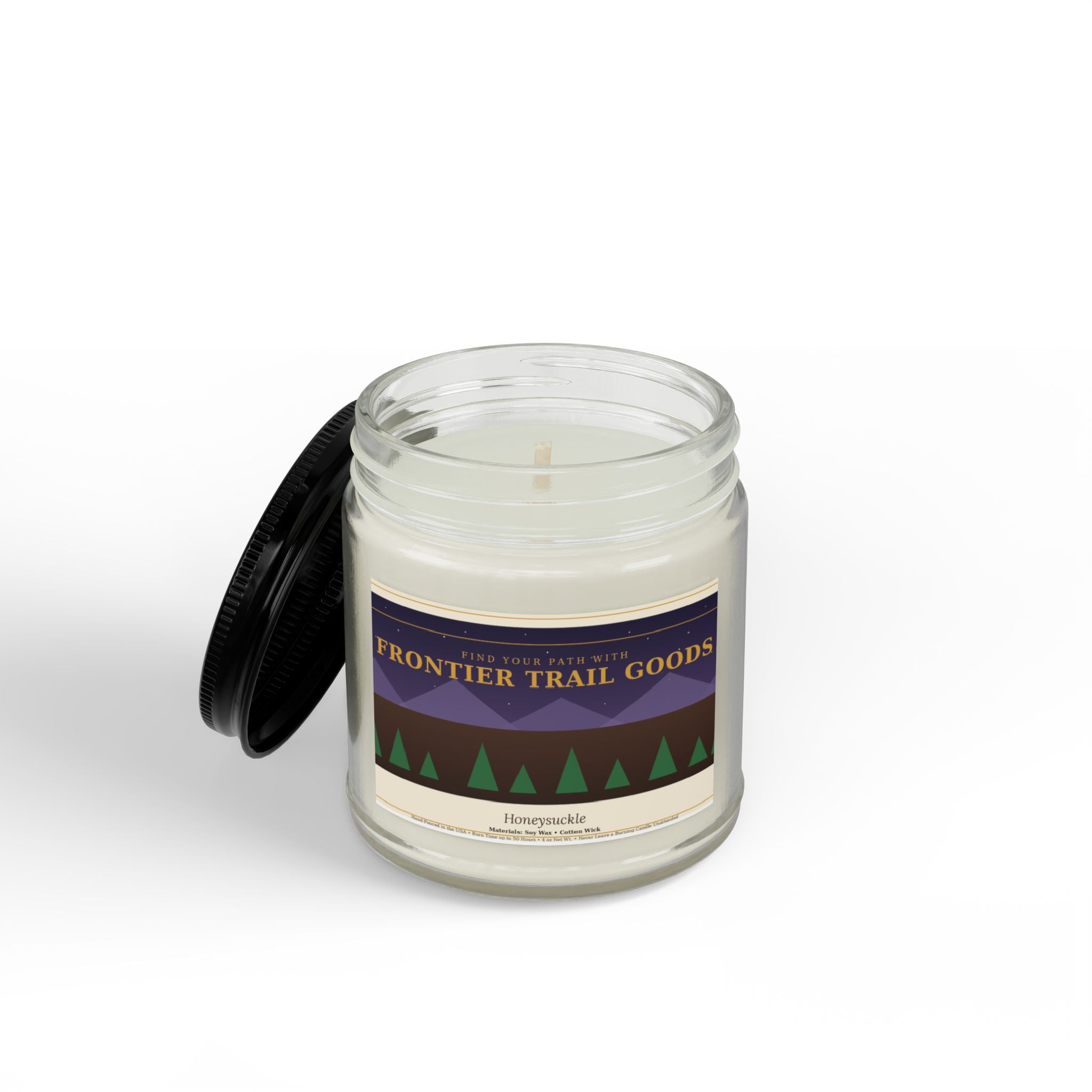 Frontier Trail Goods Honeysuckle Soy Candle — Amber Jar with Black Lid (4oz & 9oz)